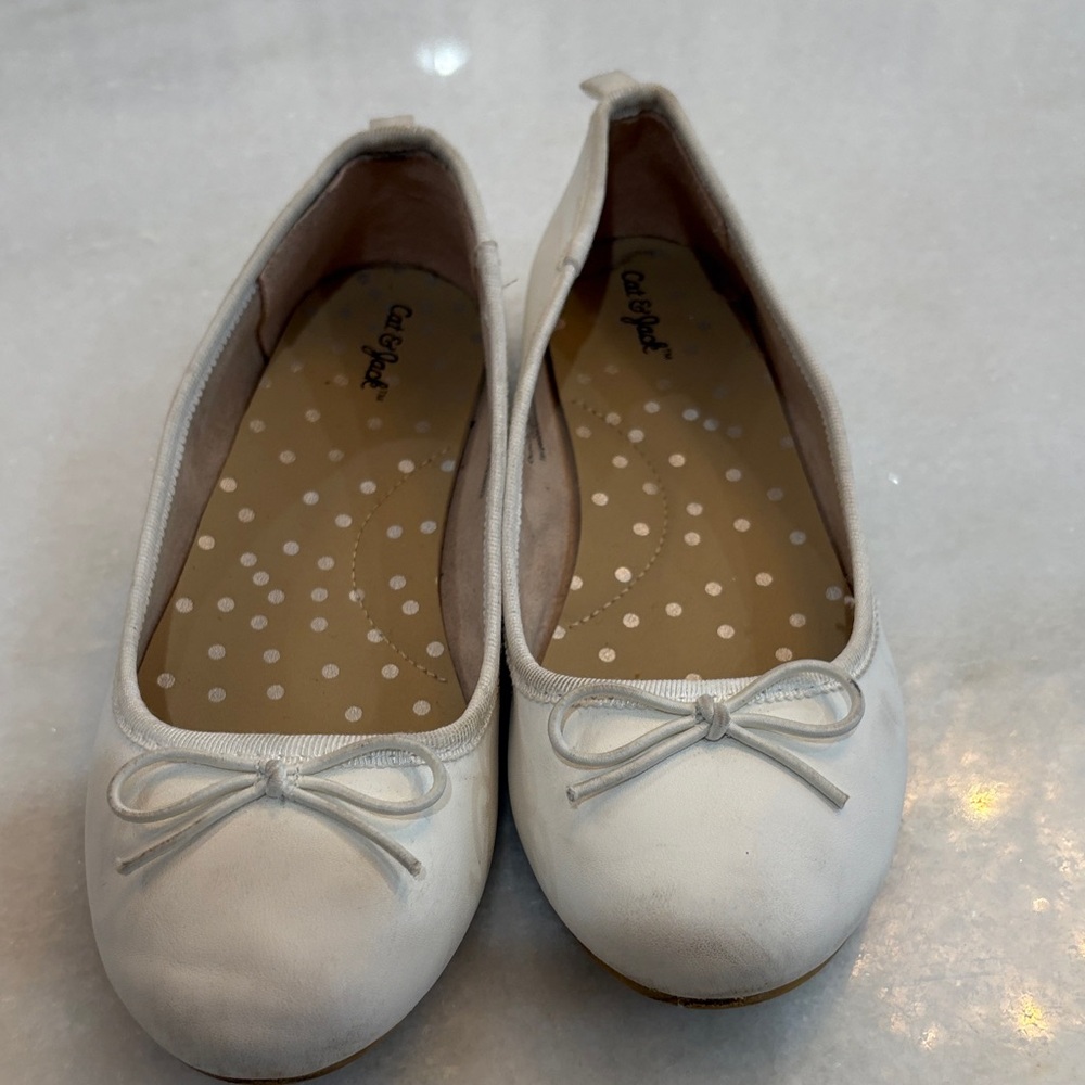 White Ballet Flats with Bow